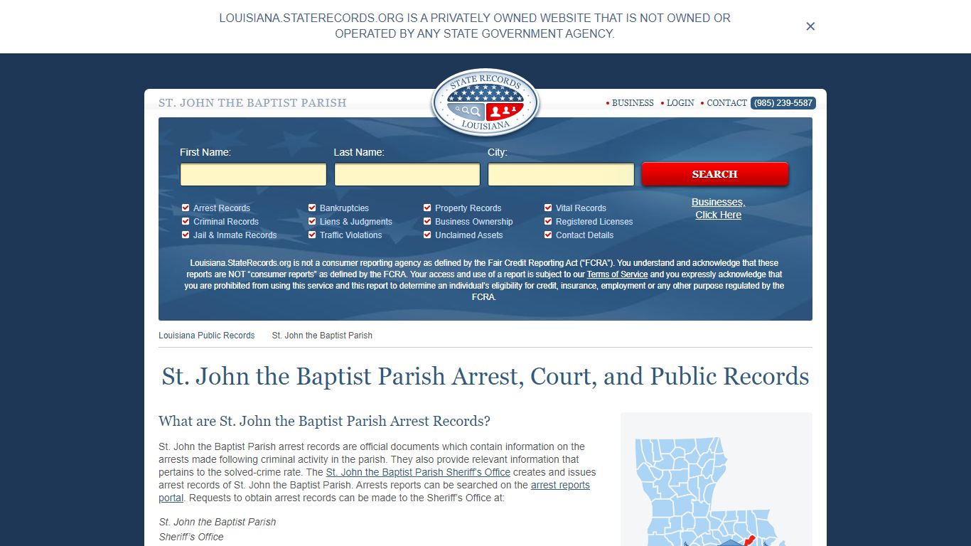 St. John the Baptist Parish Arrest, Court, and Public Records