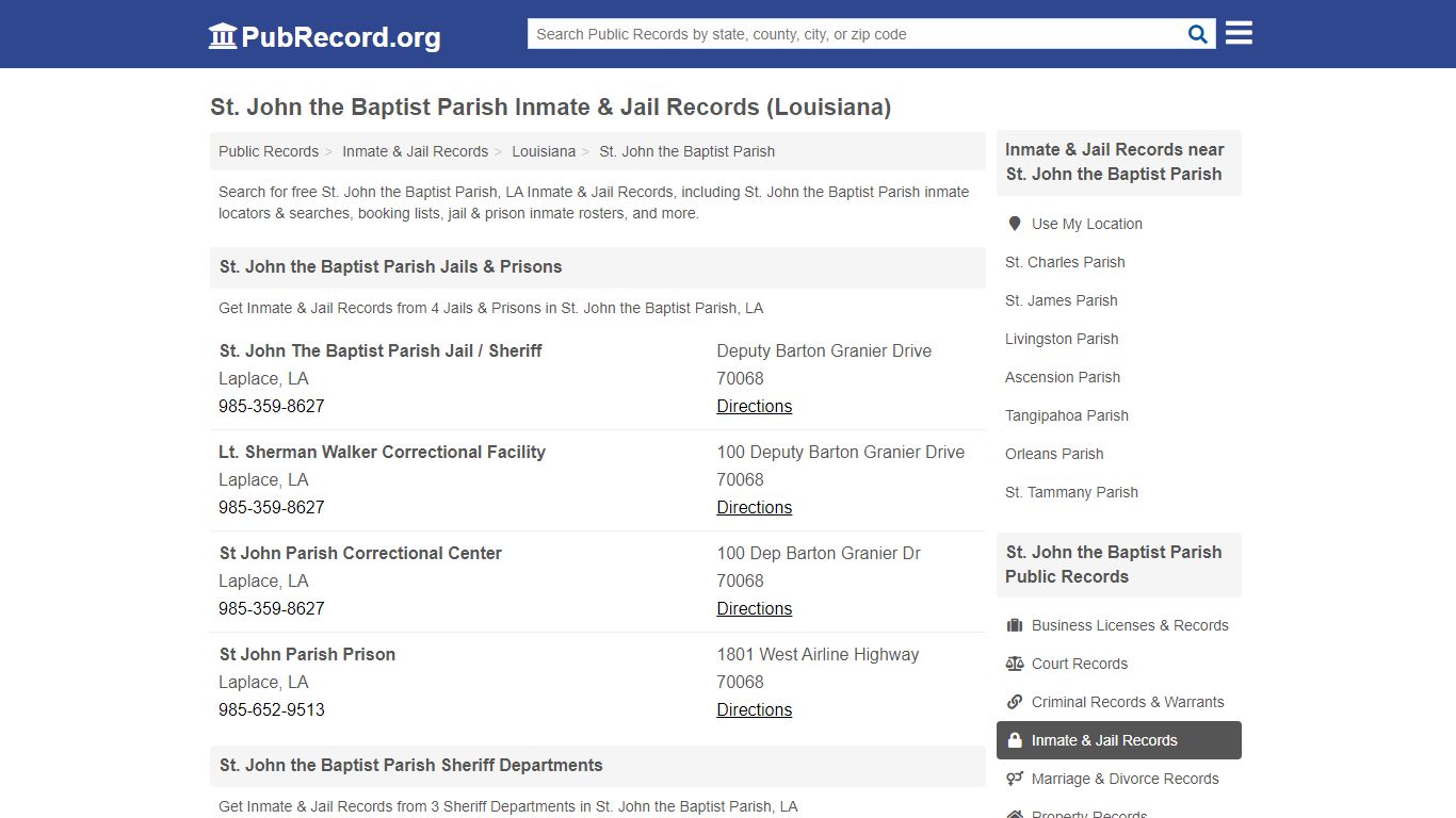 St. John the Baptist Parish Inmate & Jail Records (Louisiana)