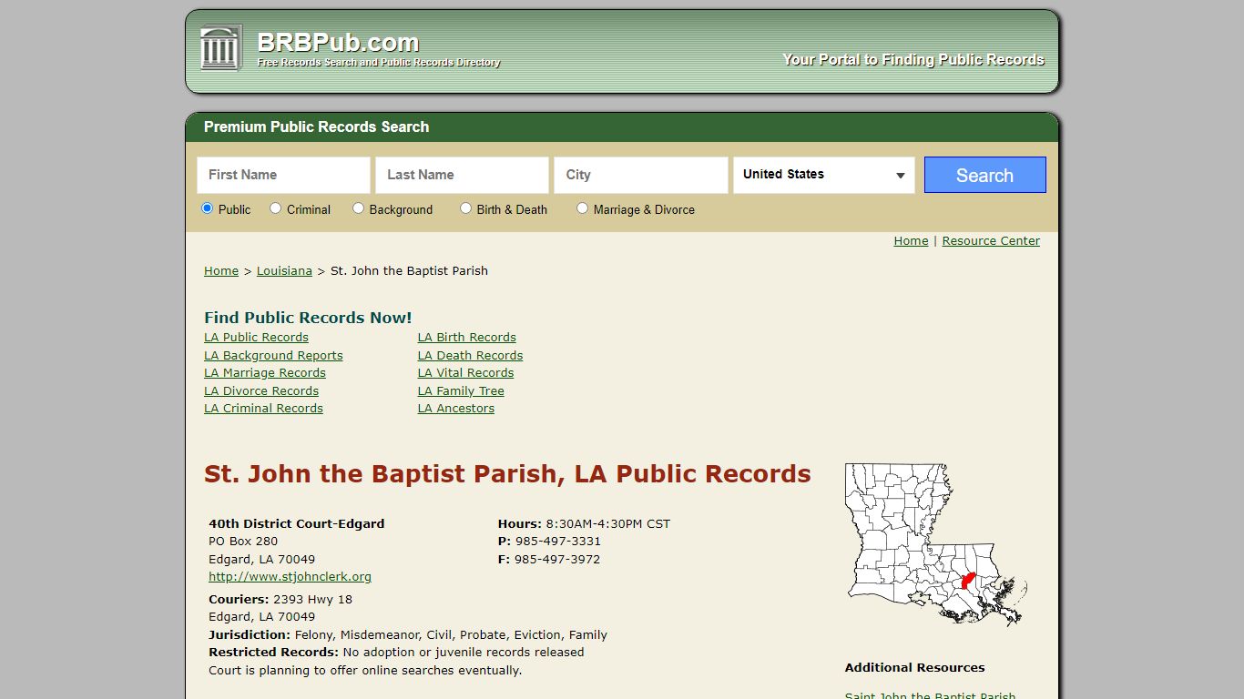 St. John the Baptist Parish Public Records | Search Louisiana ...